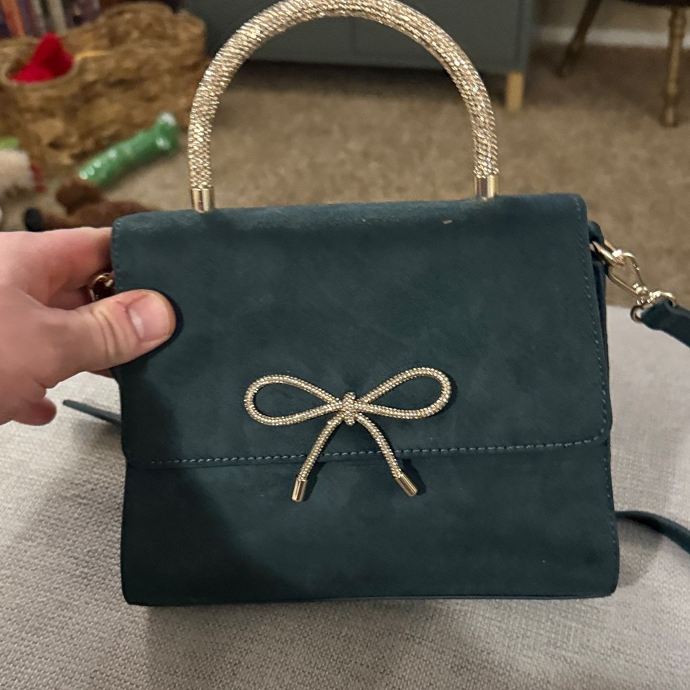 Elegant Teal Handbag with Gold Accents